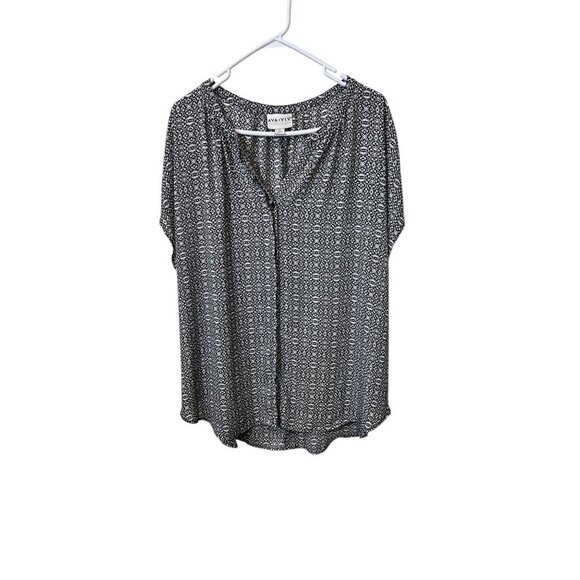 Ava & Viv Womens Blouse Black & White Print 2X - Picture 1 of 4